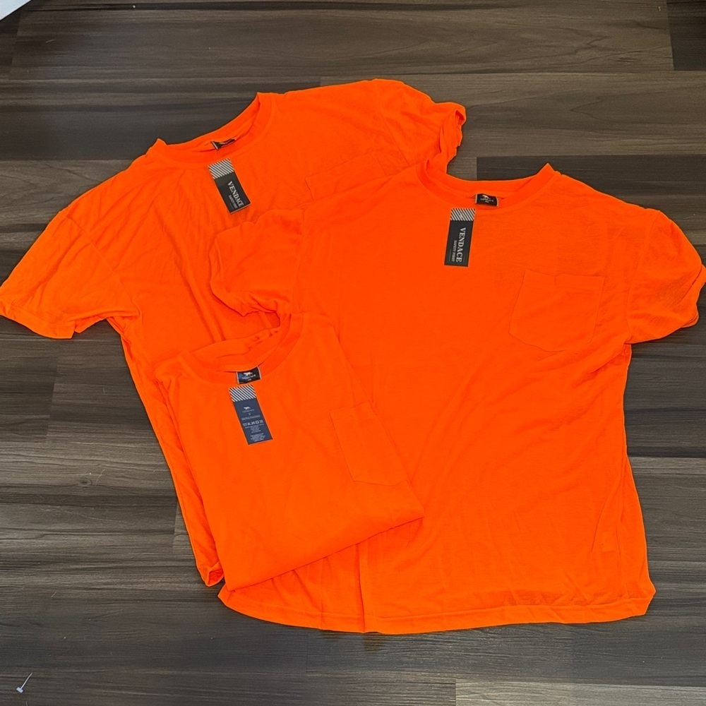 Vendace High Visibility Men's Bundle of 3 Orange Short Sleeve Tee 100% Polyester